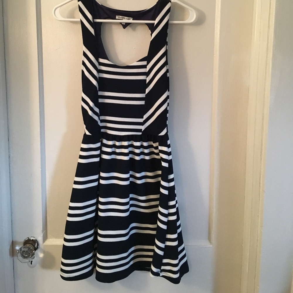 Black and white dress with heart cutout